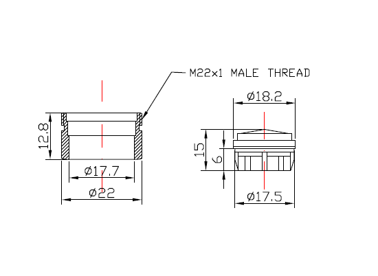 M22 faucet aerator drawing